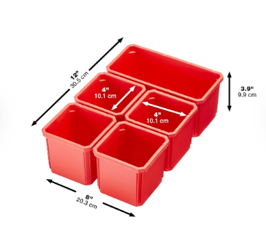 Milwaukee PACKOUT Tool Case, 10 Compartments, 19-3/4 in W x 15-1/2 in D x 4-5/8 in H, Red, Plastic - 48-22-8430