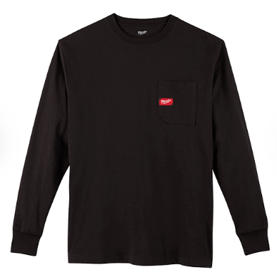 Milwaukee Heavy Duty Pocket T-Shirt - Black Long Sleeve - 602B