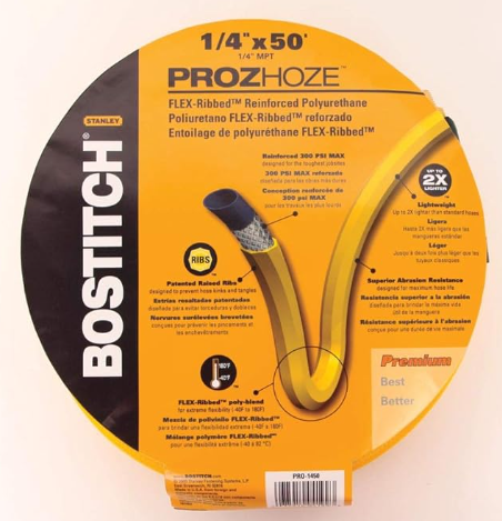 BOSTITCH Air Hose, Polyurethane, 1/4-Inch x 50-Feet (PRO-1450) , Yellow