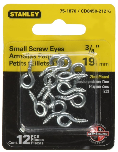 Stanley 751870 - 3/4" 19mm Zinc Plated Screw Eye (12 pieces)