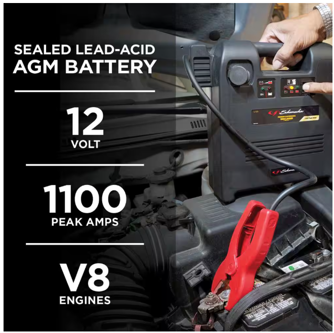 Schumacher SJ1328 Jump Starter, 12 V, 1100 A, Lead-Acid Battery