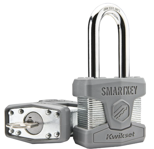 Kwikset 026SMT LNG SHKL PDL 50MM 50mm Smart Key Padlock Long Shackle, Satin Chrome