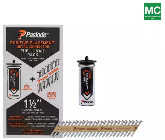 Paslode 1-1/2 in. x .131 in.10-Gauge 30-Degree Hot Galvanized Framing Nail Positive Placement Metal Connector FNP(800 Nail+Fuel)
