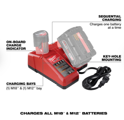 Milwaukee M18™ & M12™ Multi-Voltage Charger -- 48-59-1812