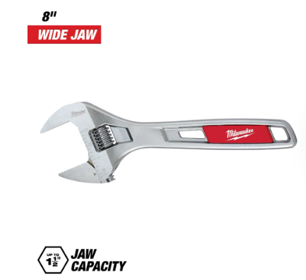 Milwaukee 8" Wide Jaw Adjustable Wrench -- 48-22-7508