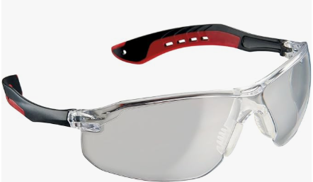 3M™ Flat Temple Safety Eyewear, Black/Red, Clear Lens -- 47010H1-DC