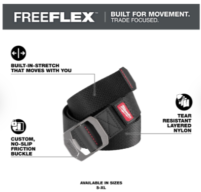 Milwaukee FREEFLEX™ Nylon Webbing 1.5" Belt -- M760B (Black)