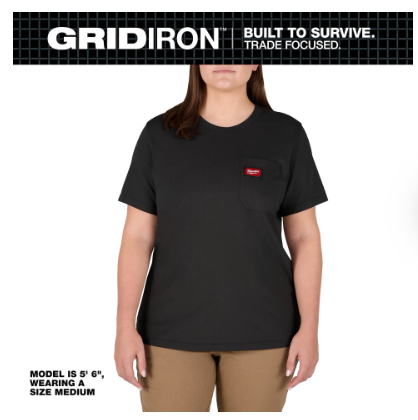 Milwaukee Women's GRIDIRON™ Pocket T-Shirt - Short Sleeve Black - F451B