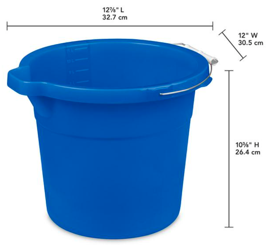 Sterilite 11234312 Spout Pail, 12 qt Capacity, Plastic, Blue