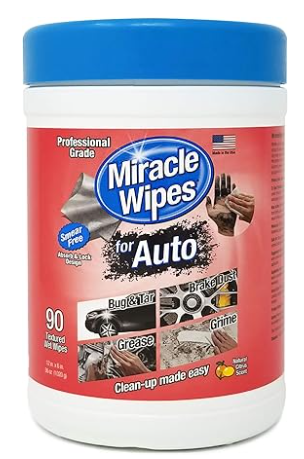 MiracleWipes for Automotive, All Purpose Cleaning Wipes for Hands, Auto Interior, Exterior, Detailing, Remove Grease, Lubricant, Sticky Adhesive, Grime, Dirt, Car Cleaning