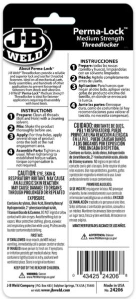 J-B Weld 6 mL Perma-Lock Blue Thread Locker