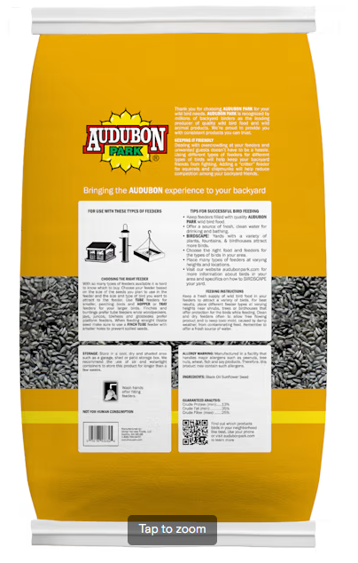 Audubon Park Black Oil Sunflower Seed -- 40lbs