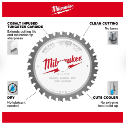 Milwaukee 5-3/8" Metal & Stainless Cutting Circular Saw Blade -- 48-40-4070