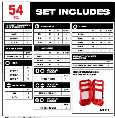 Milwaukee SHOCKWAVE Impact Duty Driver Bit Set 54pc -- 48-32-4010