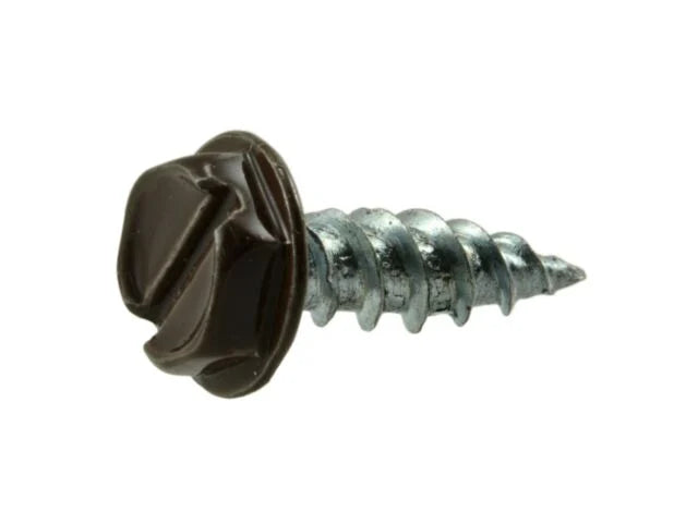 MIDWEST #7 x ½ in. Brown Painted Zinc Plated Steel Slotted Hex Washer Head Gutter Screws, 90 Count