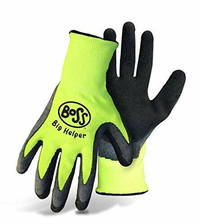 BOSS Kid's Big Helper High Visibility Nylon Knit Latex Palm - 8412K