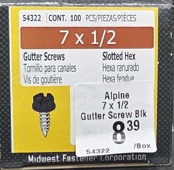 7 x 1/2 Slotted Hex Washer Gutter Screws --- 100ct