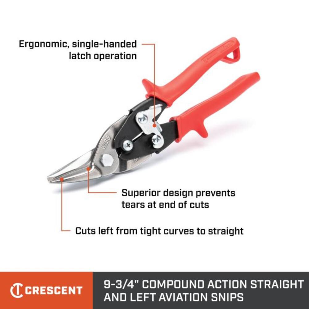 Crescent Wiss 9 3/4 Inch Compound Action Straight and Left Aviation Snips -- M1R