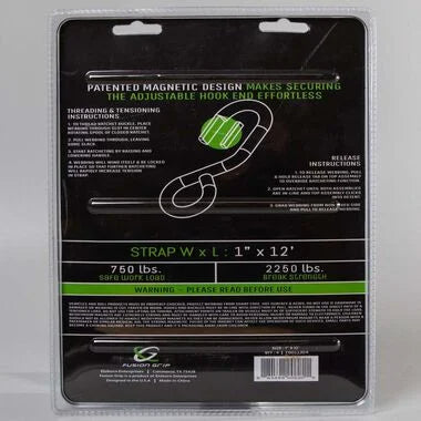 Fushion Grip 1" x 12' (4 Pack) Ratchet Strap with Magnetic Hooks - FG112