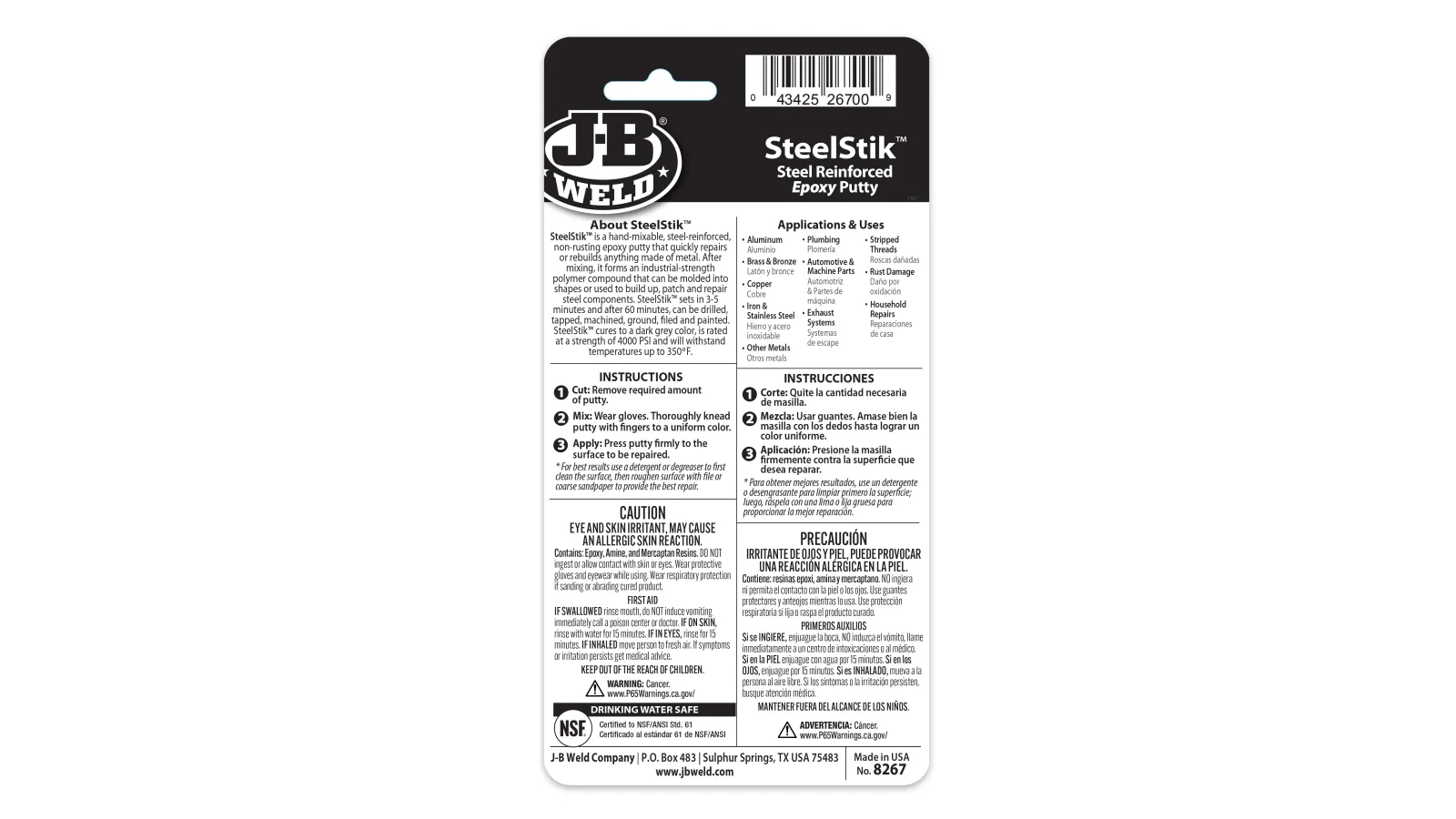 J-B Weld SteelStik Epoxy Putty - 2 oz