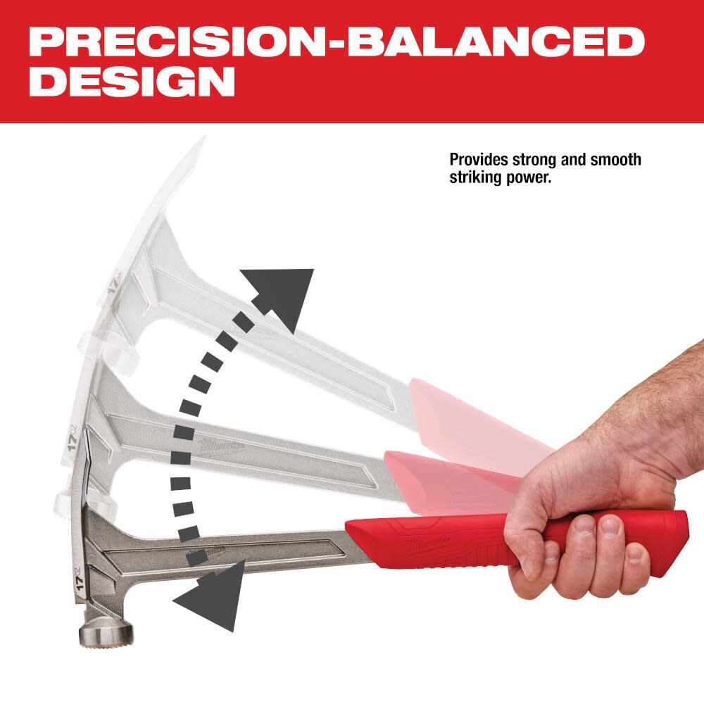 Milwaukee 17 oz Milled Face Framing Hammer -- 48-22-9016