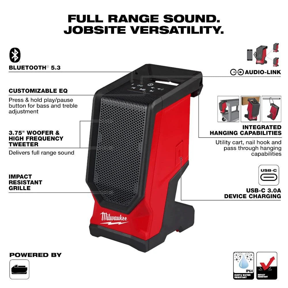 Milwaukee M18 Bluetooth Jobsite Speaker (Bare Tool) -- 2954-20