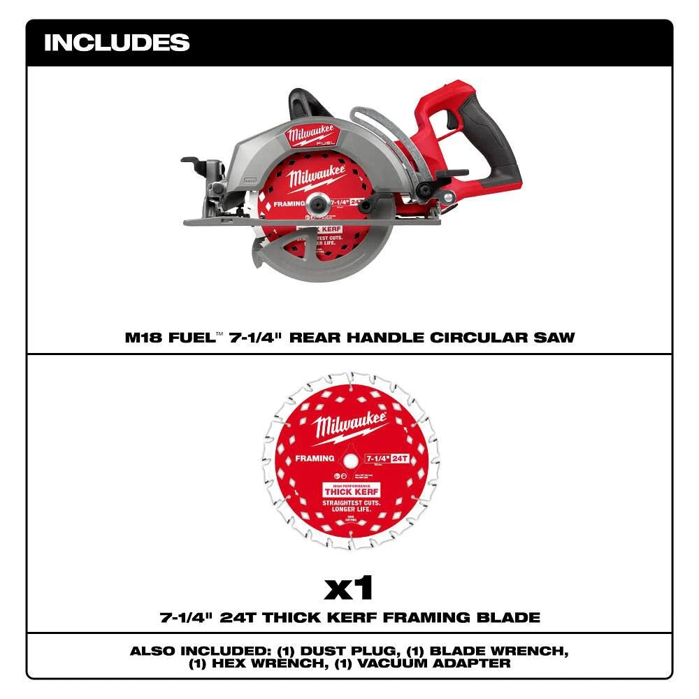 Milwaukee M18 FUEL 7-1/4 Inch Rear Handle Circular Saw (Bare Tool) -- 2930-20