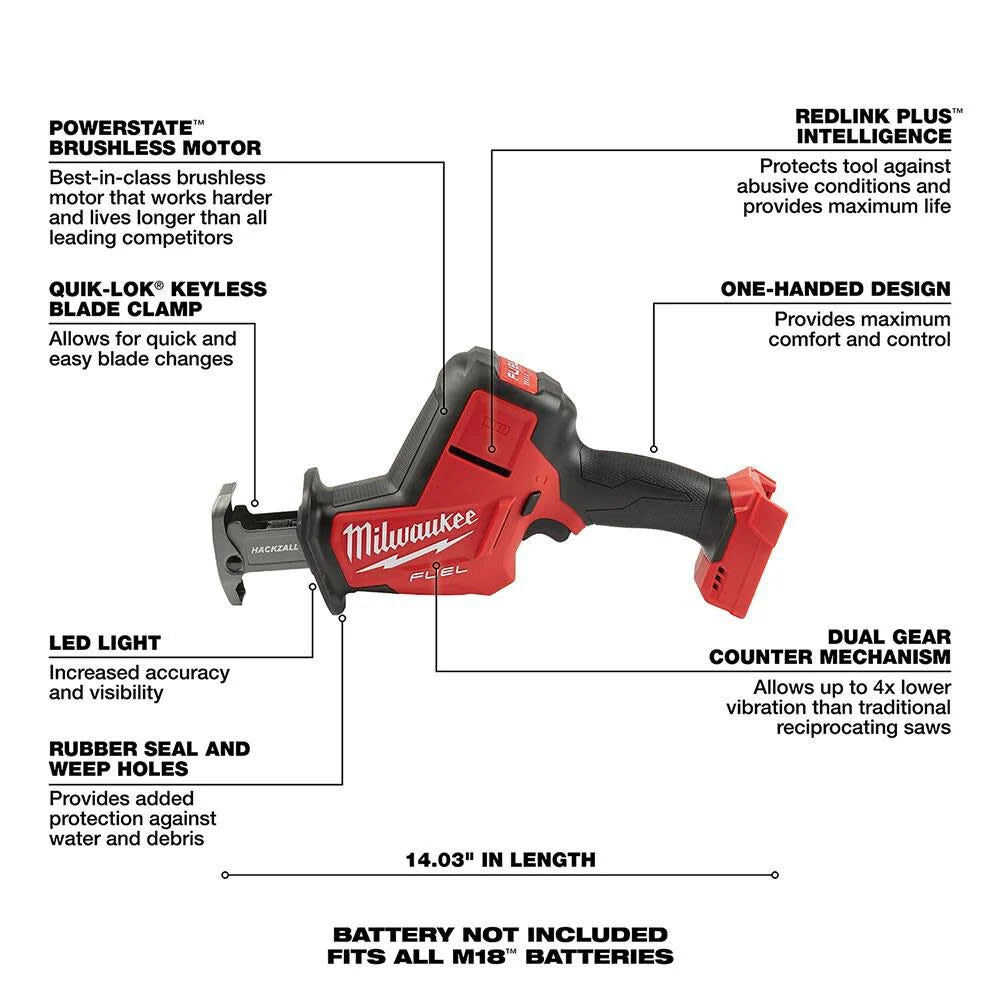 Milwaukee M18 FUEL HACKZALL Reciprocating Saw (Bare Tool) -- 2719-20