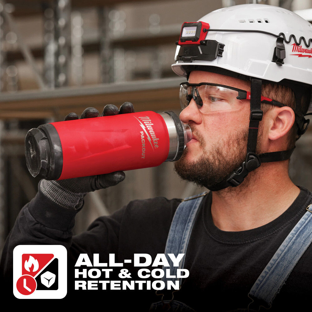 Milwaukee PACKOUT 24oz Insulated Bottle with Chug Lid - Red - 48-22-8396R