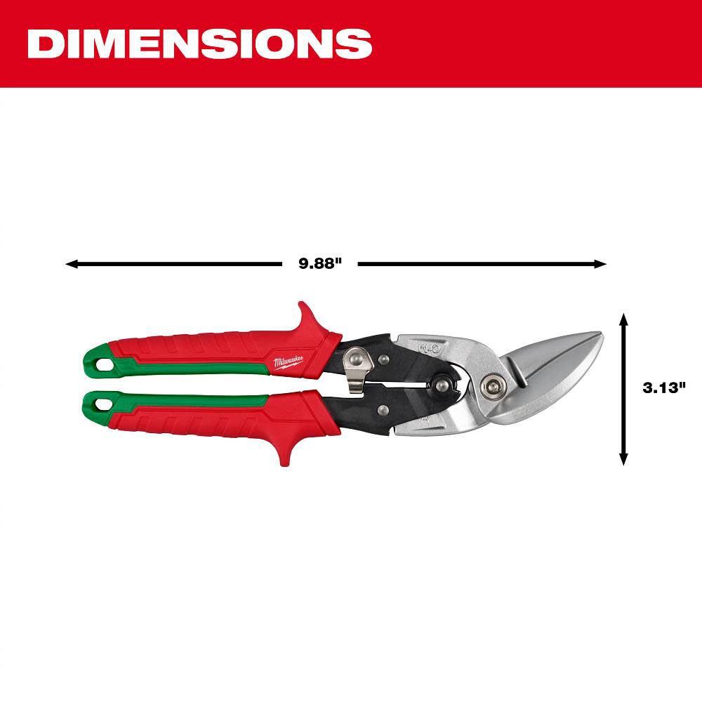 Milwaukee Right Cutting Offset Aviation Snips -- 48-22-4552/4522