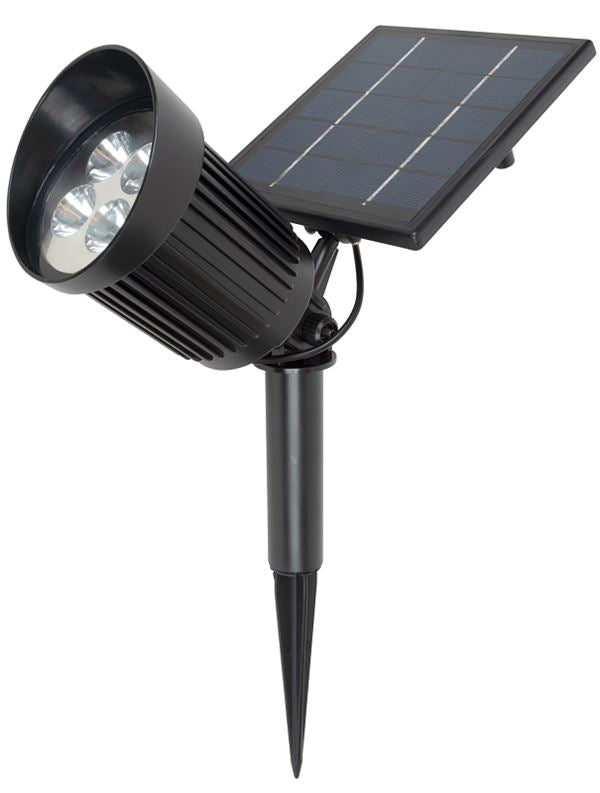 Boston Harbor 26080 Solar Spotlight, Li-Ion Battery, 18650 Battery, 8-Lamp, Plastic Fixture, Black