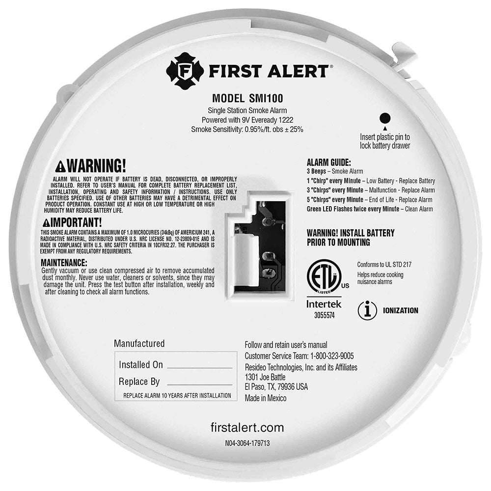 First Alert Precision Detection Battery-Operated Smoke Alarm - SMI100 (1046827)