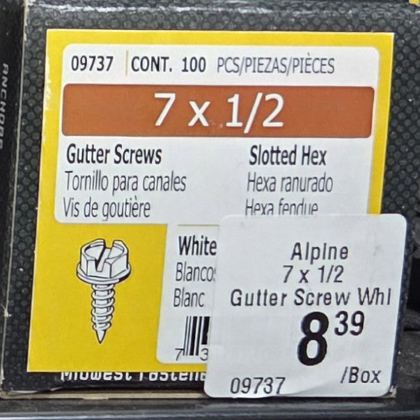 7 x 1/2 Slotted Hex Washer Gutter Screws --- 100ct