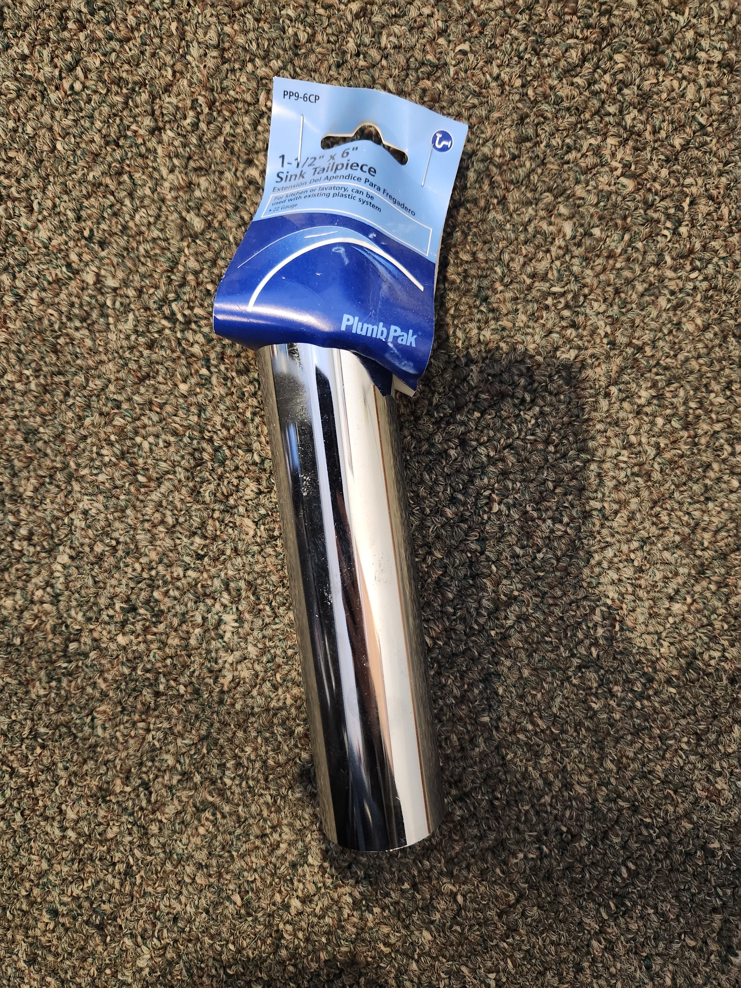 Plumb Pak PP9-6CP Sink Tailpiece, 1-1/2 in Dia X 6 in L, Flanged, 22 Ga, Chrome Plated, 1-1/2" x 6"