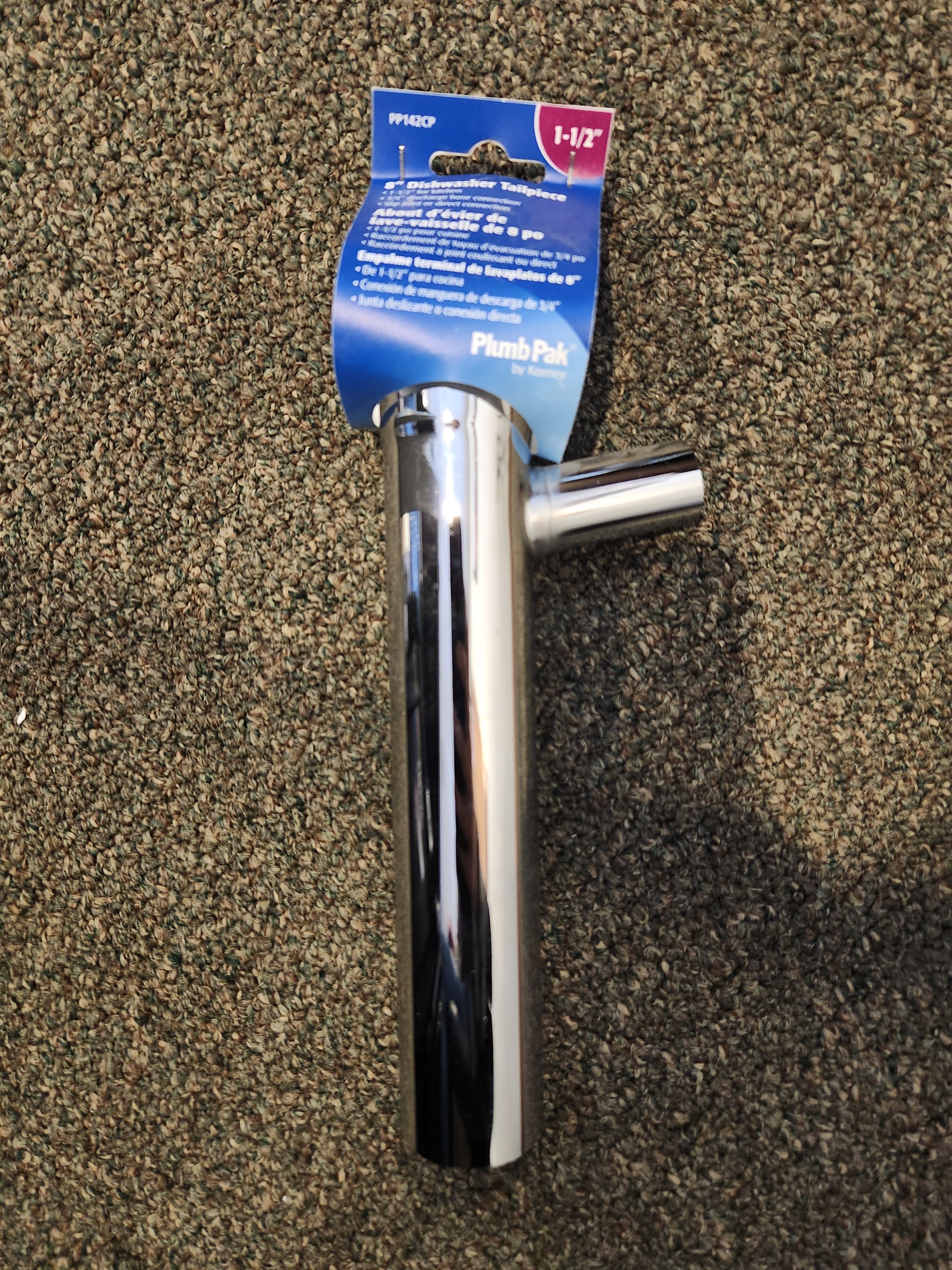 Plumb Pak PP142CP Pp142C Tailpiece, 1-1/2 in Dia X 8 in L, 3/4 in (7/8 in Od Branch, Slip Joint/Direct Connect, 22 Ga