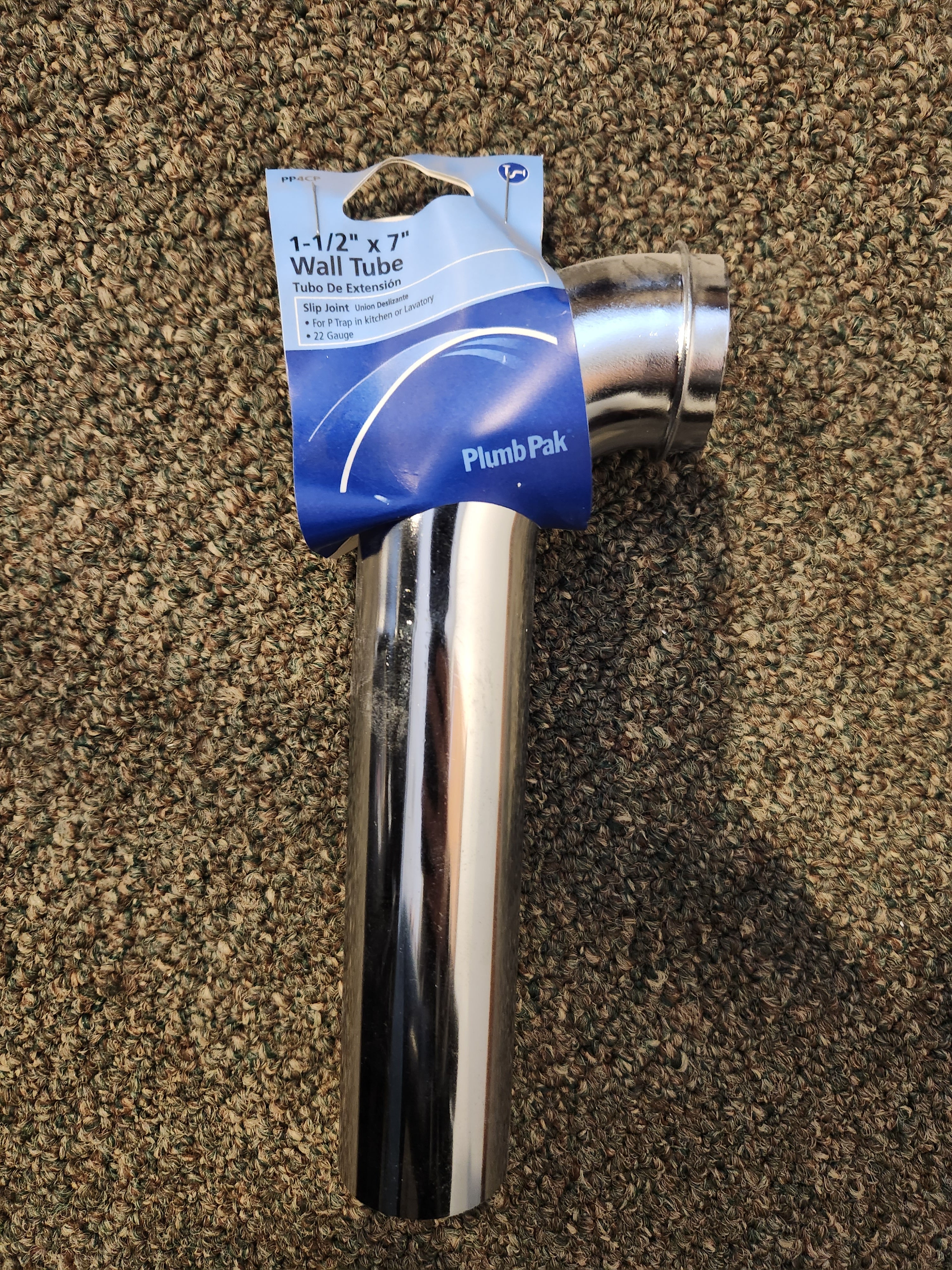 Plumb Pak PP4CP Tube with Flange, 1-1/2 in, 7 in L, 22 Ga Wall Thickness, Chrome Plated, x 7"