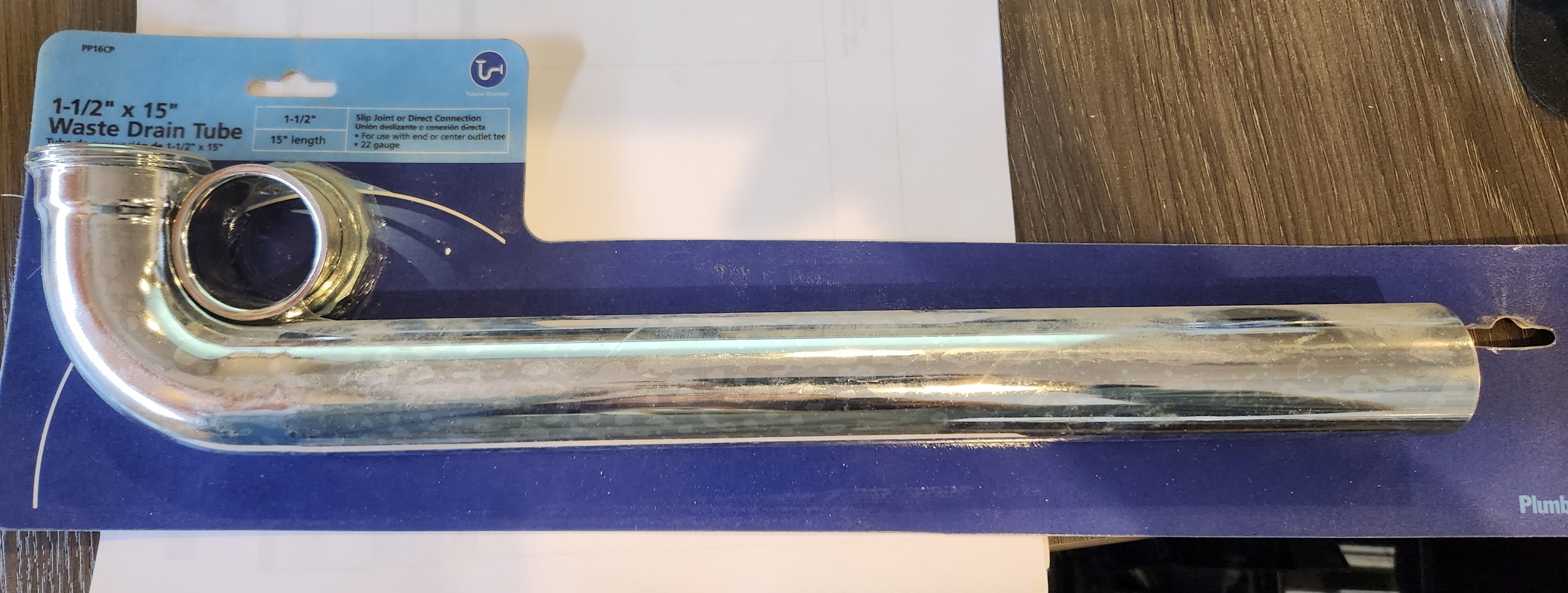 Plumb Pak PP16CP Waste Drain Tube, 1-1/2 in, Slip Joint, Brass, Chrome