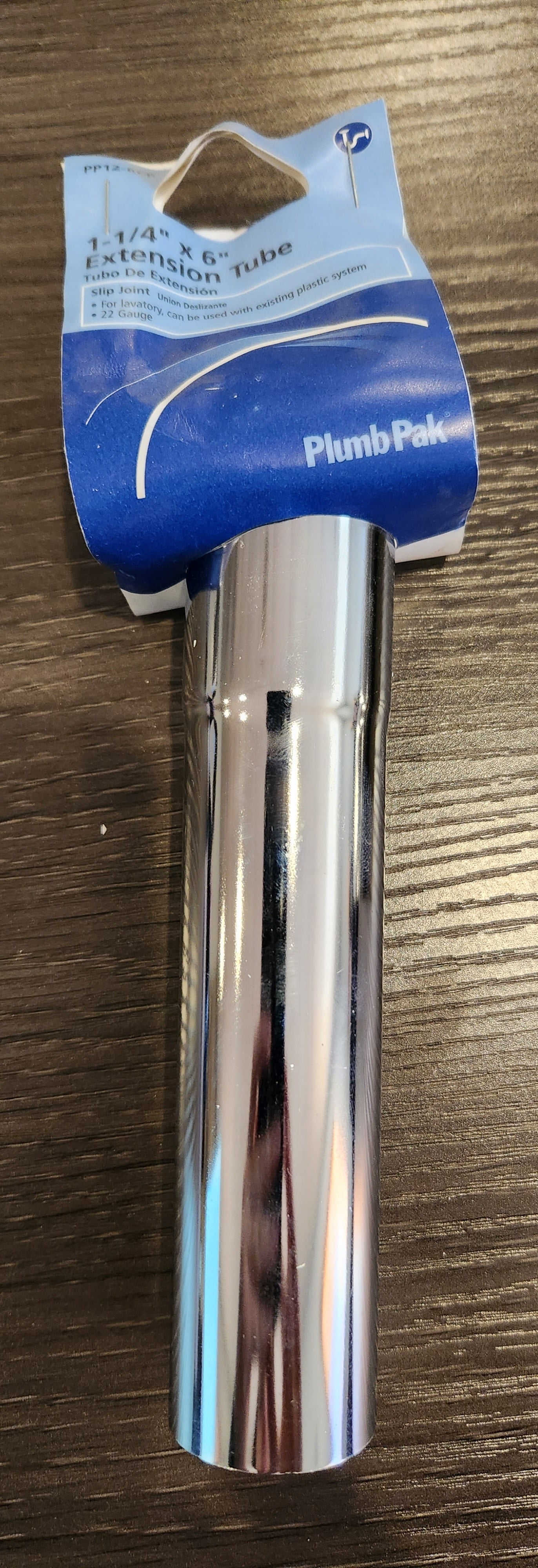 Plumb Pak PP12-6CP Pipe Extension Tube, 1-1/4 in, 6 in L, Slip-Joint, Brass, Chrome