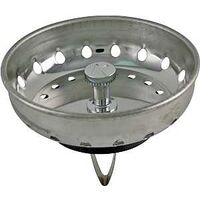 Plumb Pak PP820-50 Basket Strainer with Spring Style Post, 3.15 in Dia, Stainless Steel, For: Sink