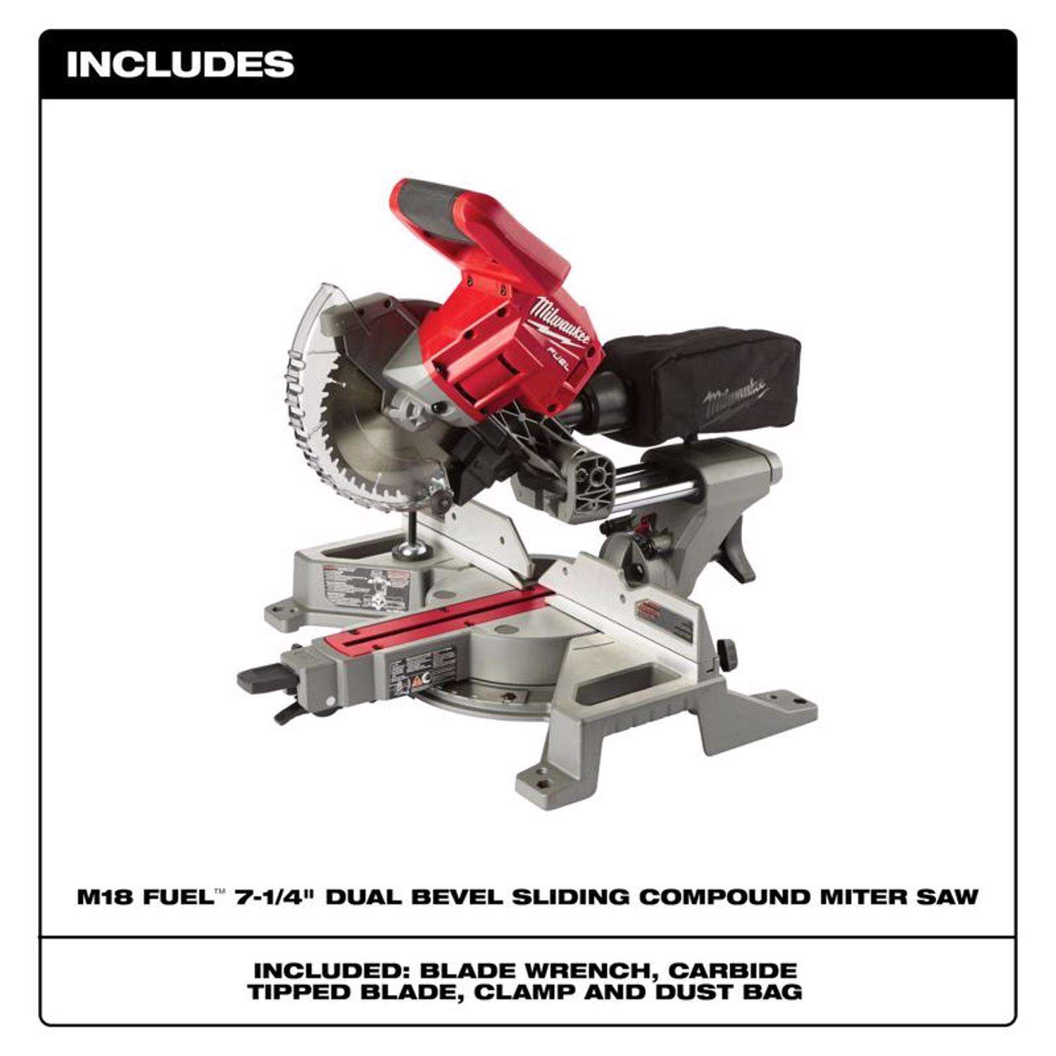 Milwaukee M18 FUEL™ 7-1/4” Dual Bevel Sliding Compound Miter Saw (Tool Only) 2733-20