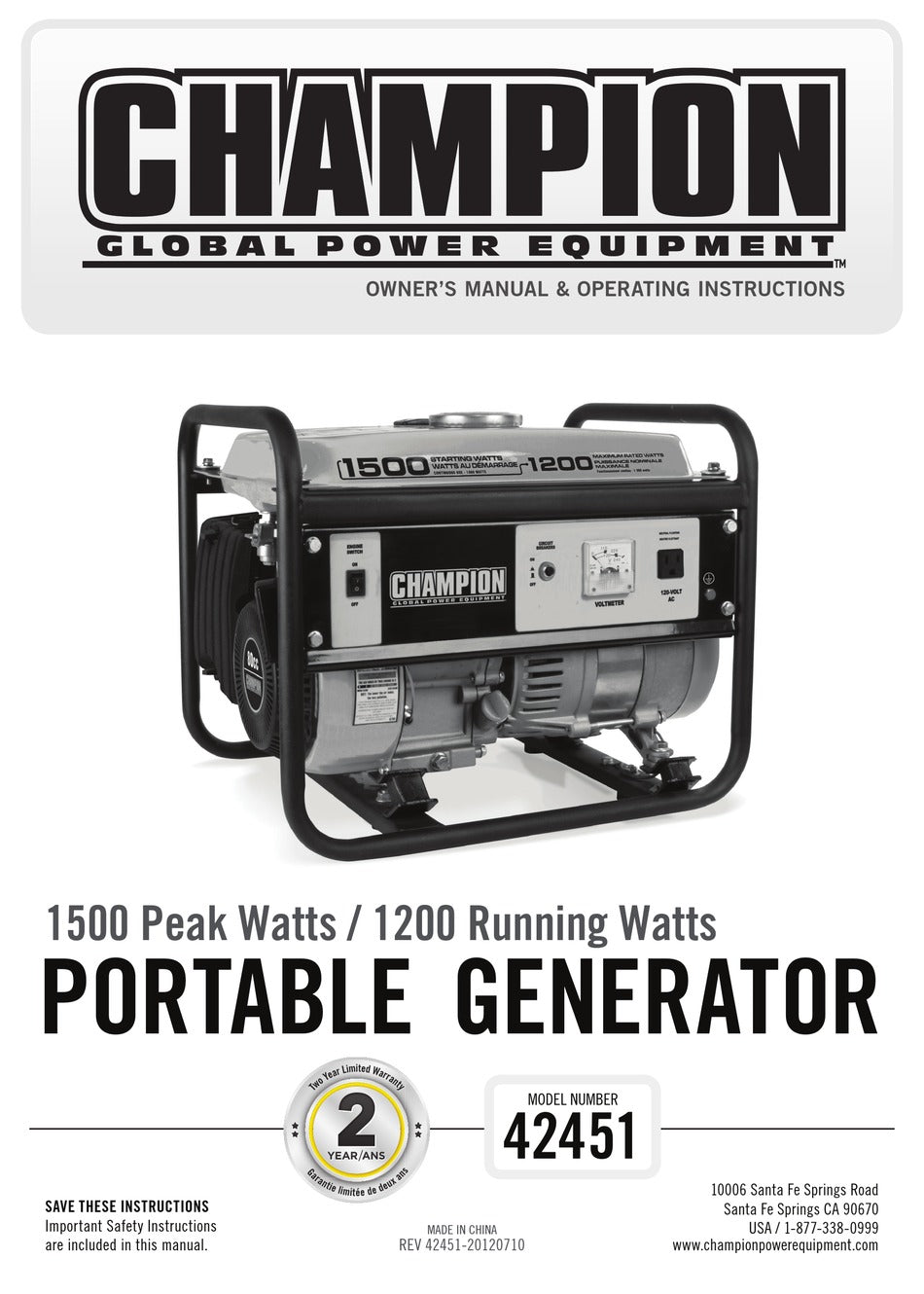 Champion Generator 68 dBA Wireless Remote Electric Start #46561