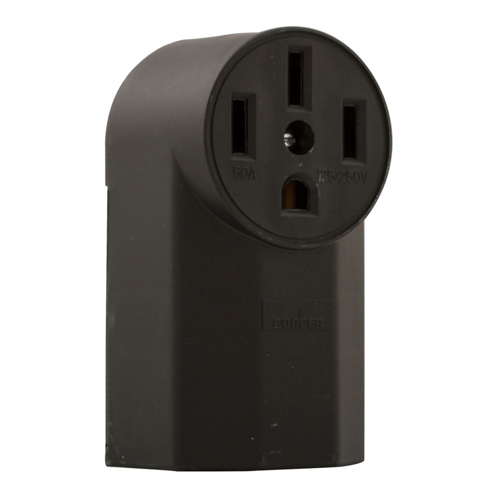 Eaton Cooper Wiring 1212 Power Receptacle, Surface Mounting, 3-Pole, 125/250 V, 50 A, NEMA: NEMA 14-50R, Black