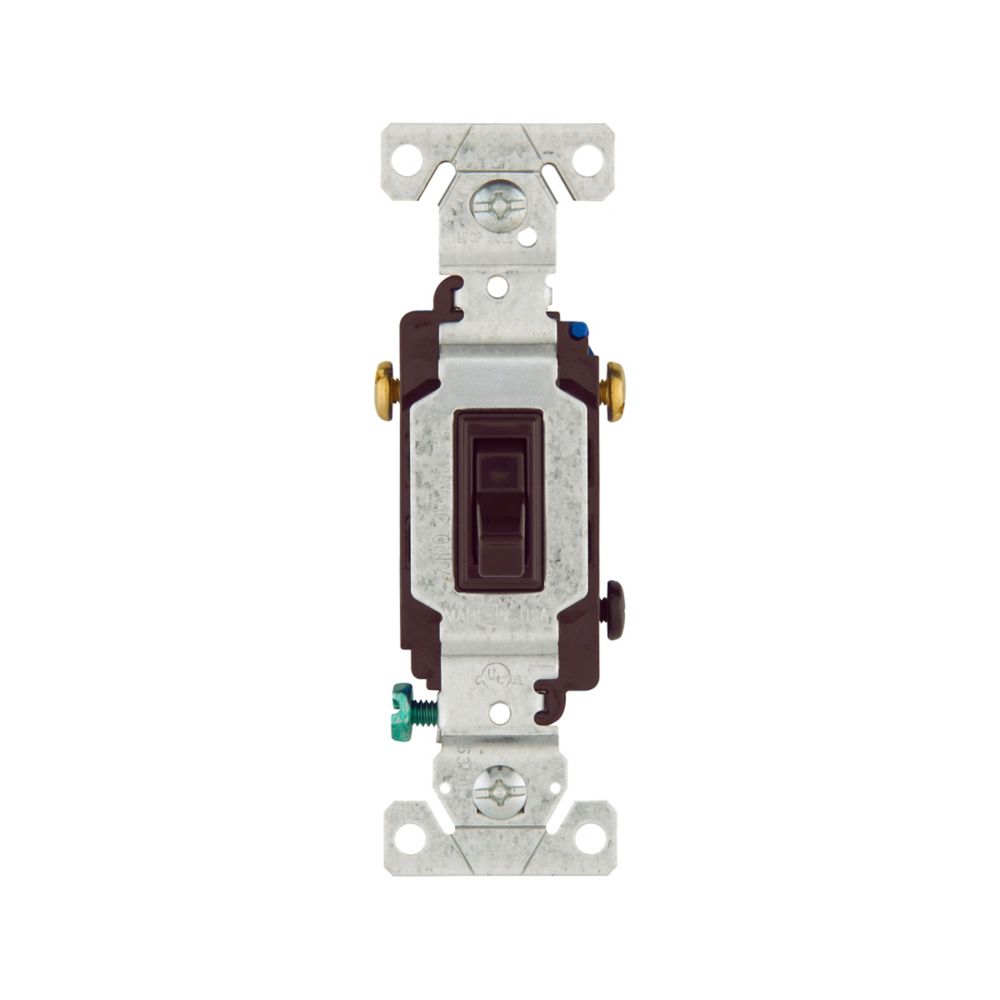 Eaton Brown Quiet Toggle Wall Light Switch 3-WAY 15A 120V Bulk 1303-7B