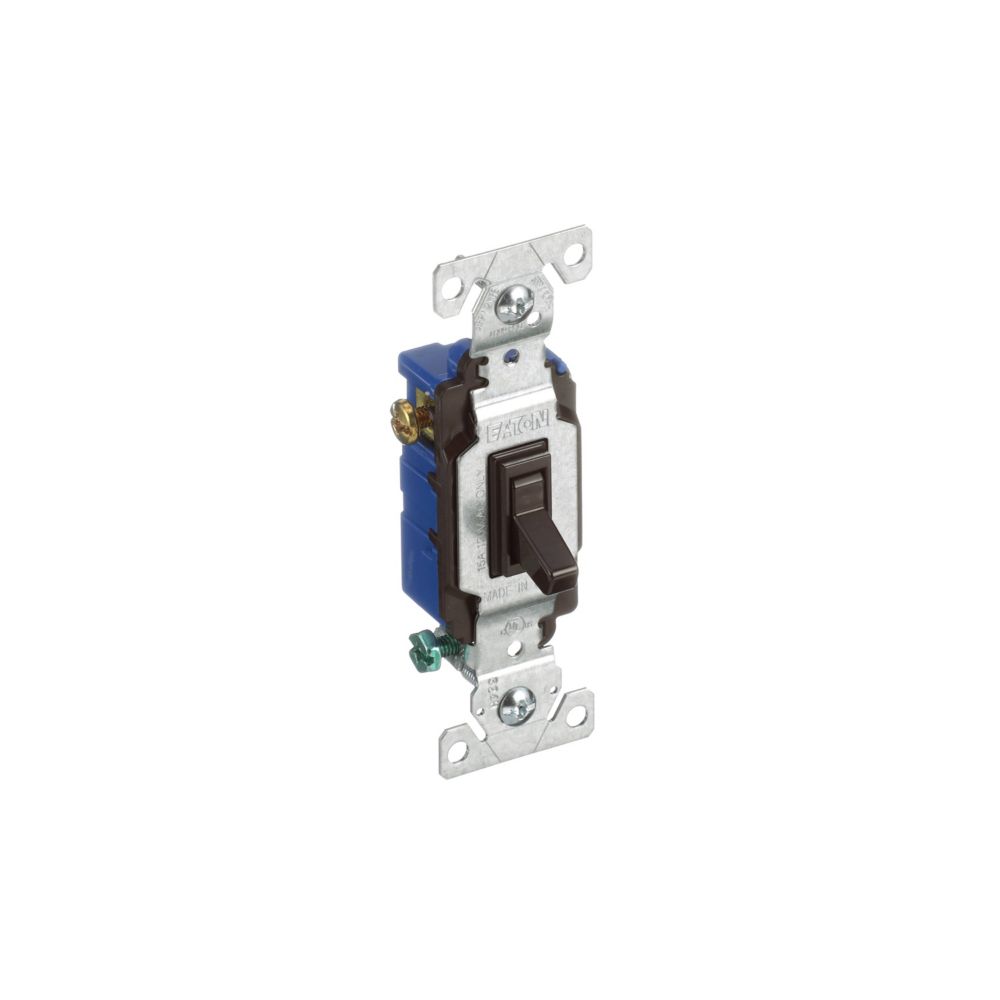 Eaton Brown Quiet Toggle Wall Light Switch 3-WAY 15A 120V Bulk 1303-7B