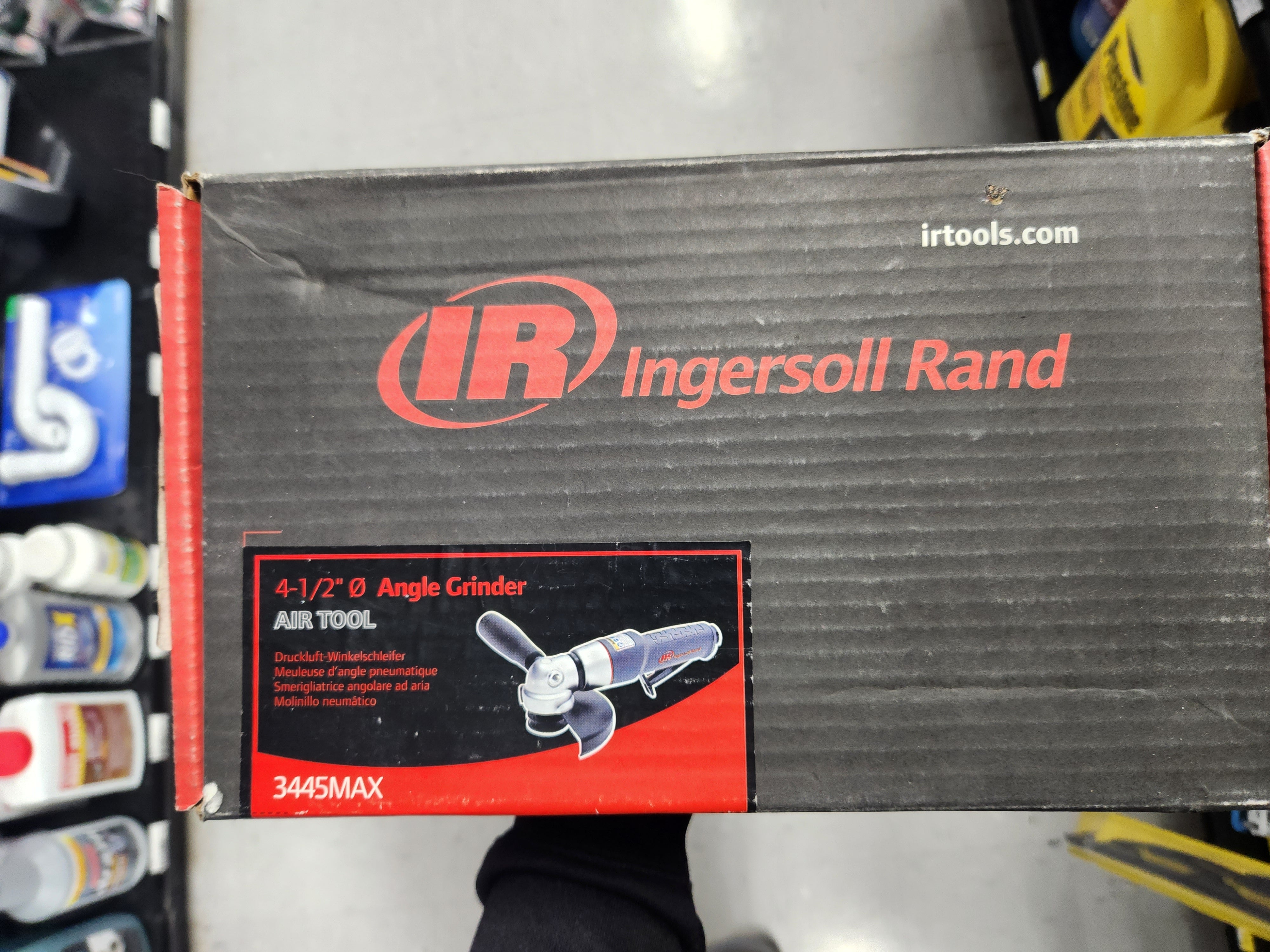 Ingersoll Rand 3445MAX Air Angle Grinder, 4.5" Wheel, 5/8 in.- 11 Thread, 12000 RPM, Rear Exhaust, 0.88 HP, Gray