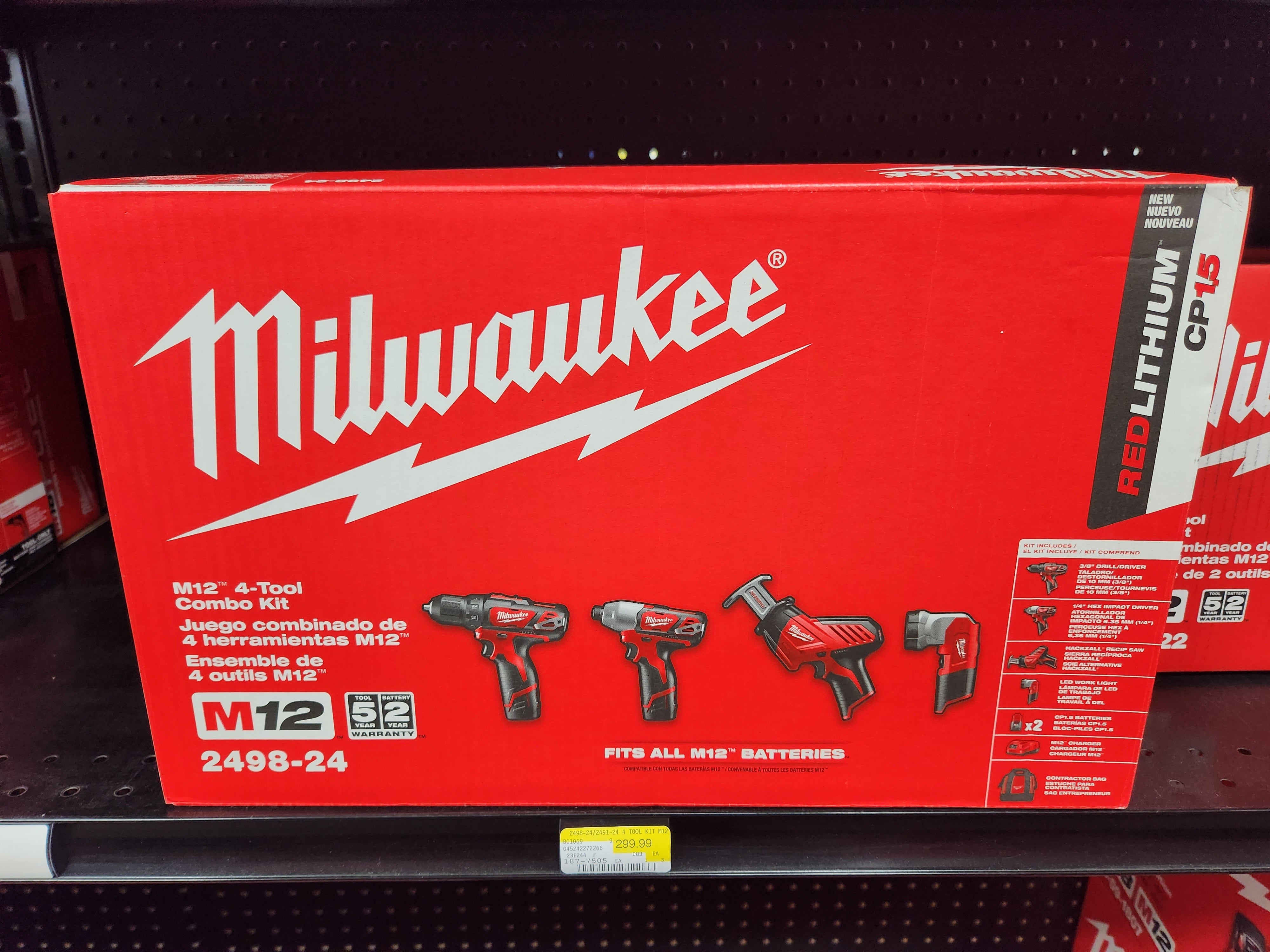 Milwaukee M12™ Cordless LITHIUM-ION 4-Tool Combo Kit 2498-24