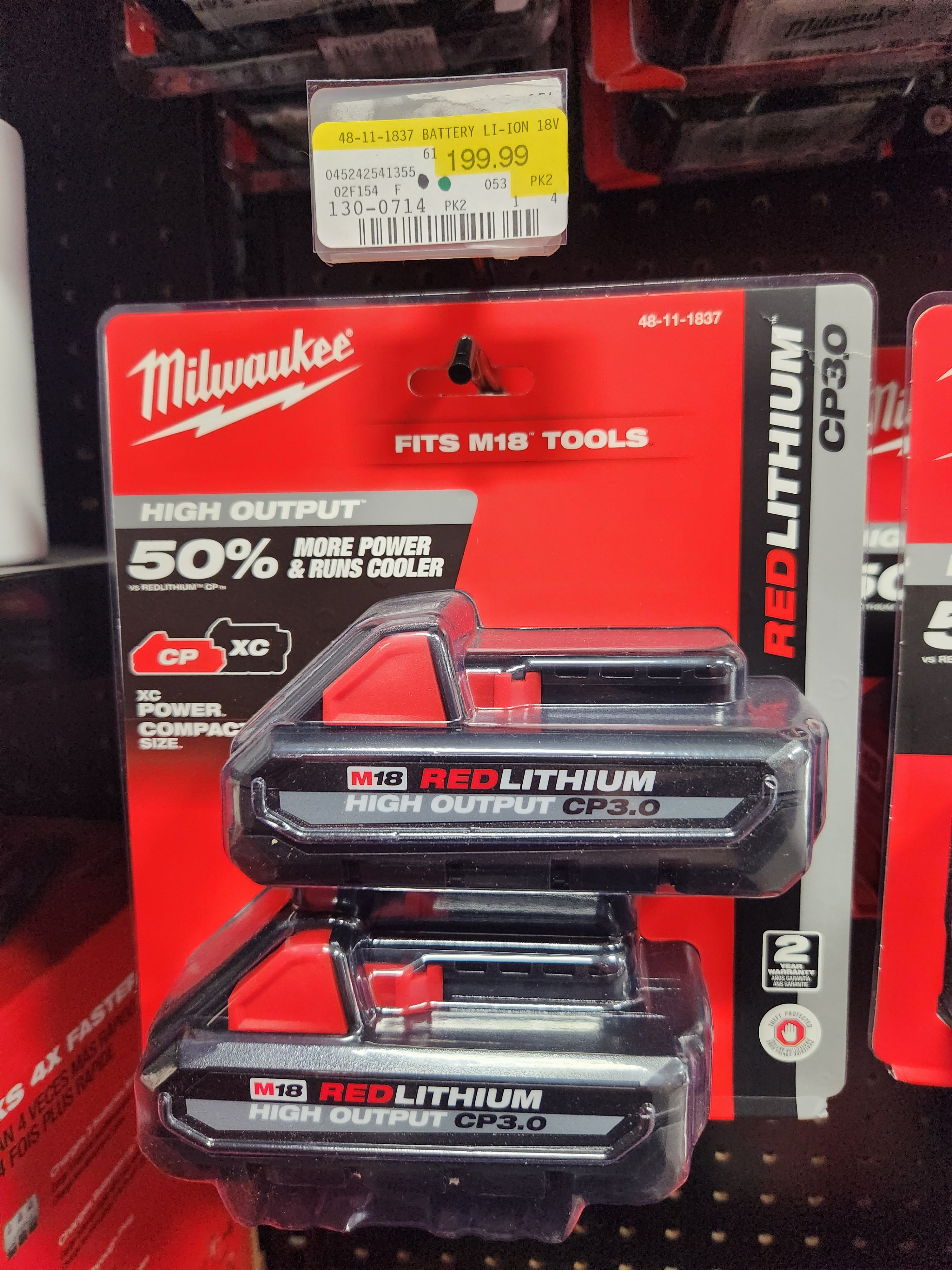 Milwaukee M18™ REDLITHIUM™ HIGH OUTPUT™ CP3.0 Battery 2-Pack 48-11-1837