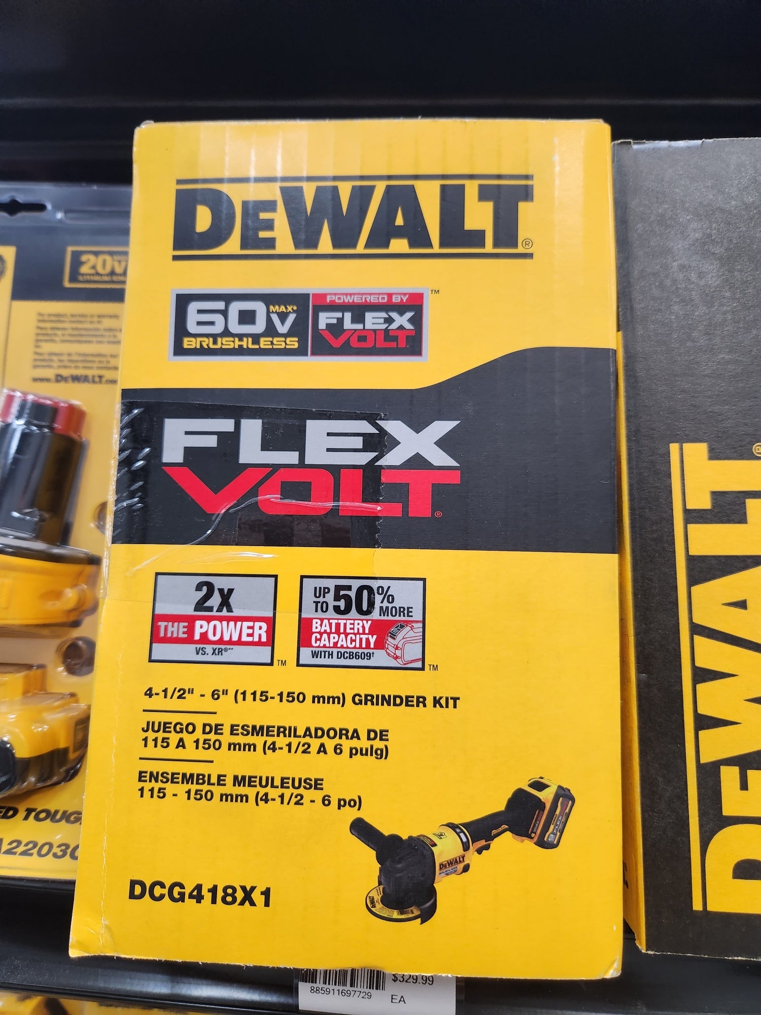 Dewalt 60V MAX* Brushless Cordless 4-1/2 in. - 6 in. Grinder with KICKBACK BREAK™ Kit -- DCG418X1