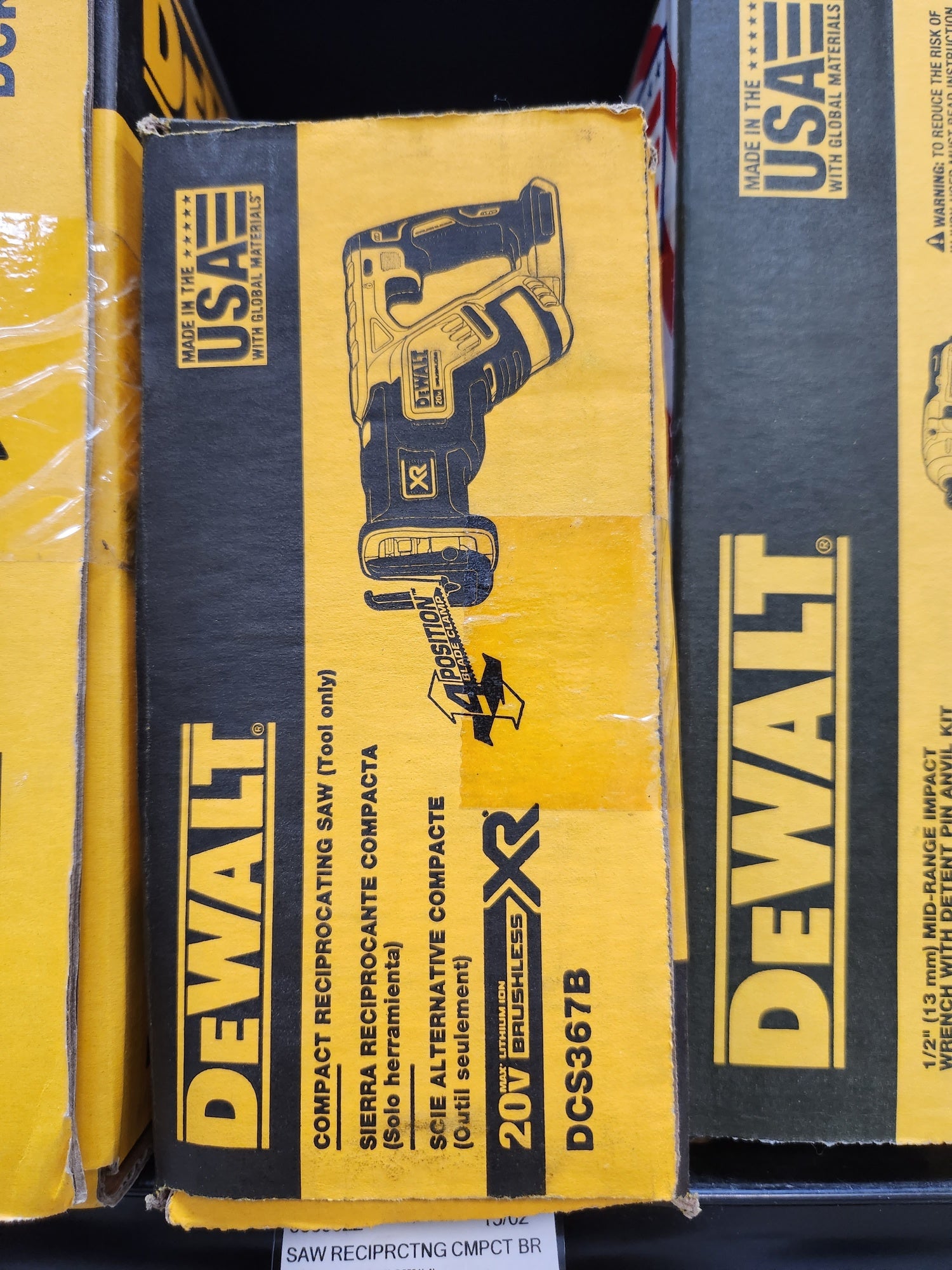 Dewalt 20V MAX* XR® Brushless Compact Reciprocating Saw (Tool Only) -- DCS367B