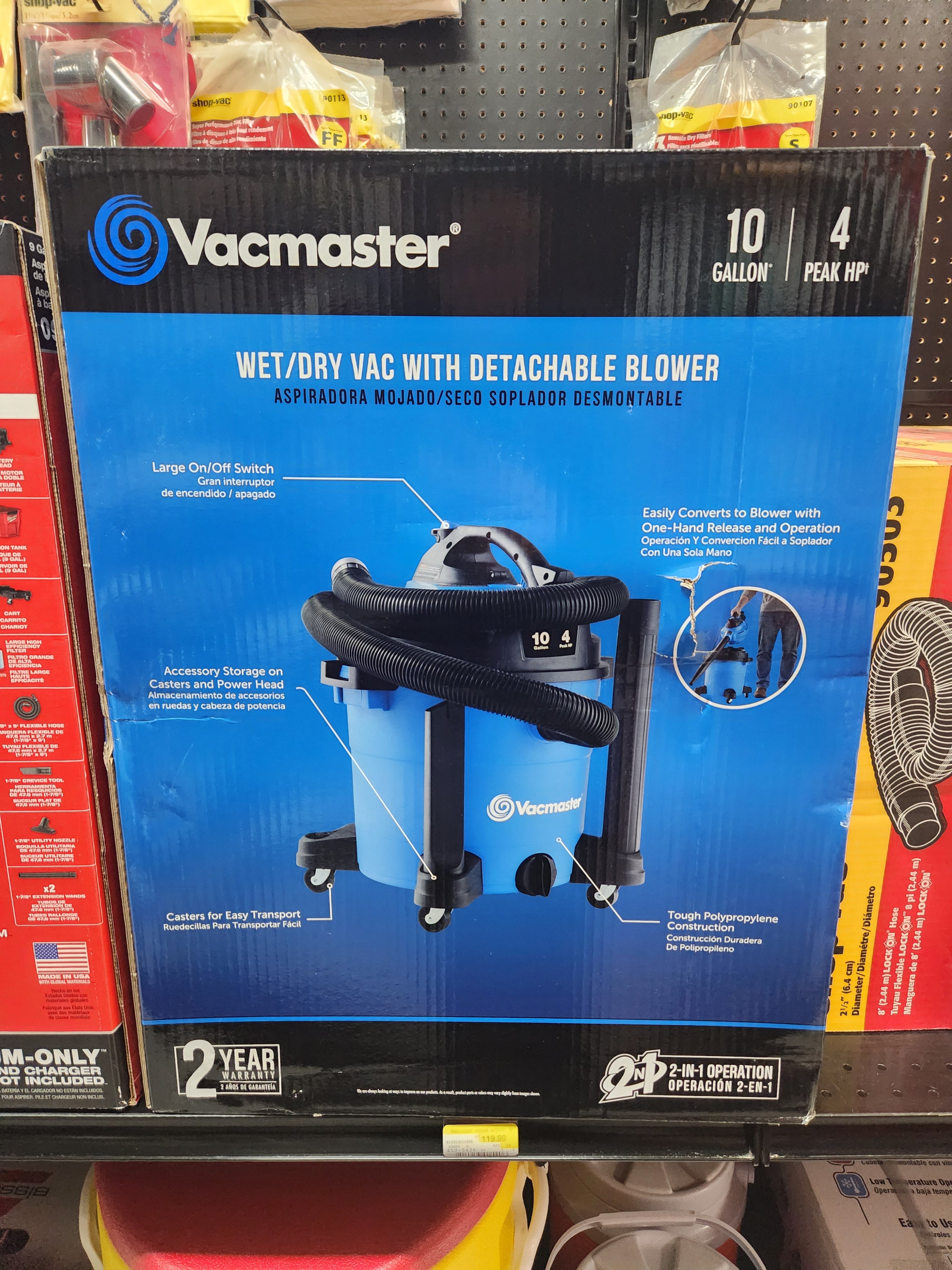 Vacmaster 10 Gallon Wet/Dry Vacuum with Detachable Blower